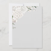 Elegant White Floral Grey Wedding Kaart (Achterkant)