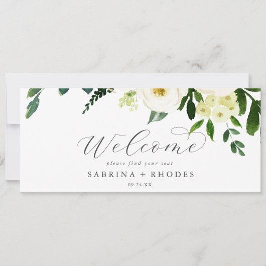 Elegant White Floral Hanging Seating Chart Header (Voorkant)