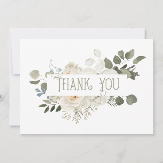 Elegant White Floral Hartelijk dank Bedankkaart (Voorkant)