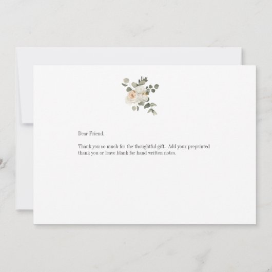 Elegant White Floral Hartelijk dank Bedankkaart (Achterkant)