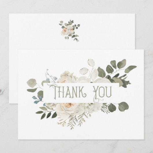Elegant White Floral Hartelijk dank Bedankkaart (Voorkant / Achterkant)