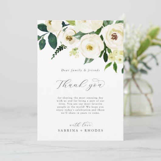 Elegant White Floral Hartelijk dank dat je een pla (Staand voorkant)