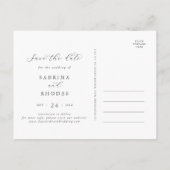 Elegant White Floral Horizontal Save the Date Uitnodiging Briefkaart (Achterkant)