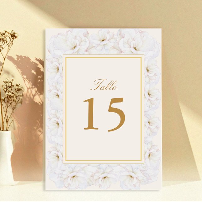 Elegant White Floral Ivory Gold Border Table (Creator heeft geüpload)