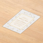 Elegant White Floral Ivory Gold Border Wedding Acryl Uitnodigingen (Laagn)