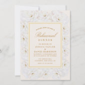 Elegant White Floral Ivory Gold rehearsal dinner  Kaart (Voorkant)