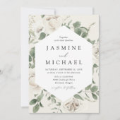 Elegant White Floral Lijst Wedding Kaart (Voorkant)