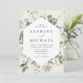 Elegant White Floral Lijst Wedding Kaart (Staand voorkant)