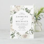 Elegant White Floral Lijst Wedding Kaart (Staand voorkant)