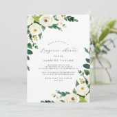 Elegant White Floral Lingerie Shower Invitation Kaart (Staand voorkant)