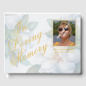 Elegant White Floral Loing Memory Script Foto Gu Gastenboek (Voorkant)