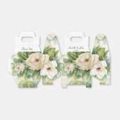 Elegant White Floral Magnolia Wedding Name Script Bedankdoosjes (Uitgevouwen)