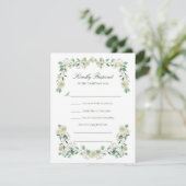 Elegant White Floral Meal Choice Wedding RSVP Kaartje (Staand voorkant)