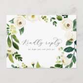 Elegant White Floral Menu Keuze RSVP Briefkaart (Voorkant)