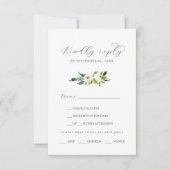 Elegant White Floral Menu Keuze RSVP-kaart (Voorkant)