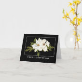 Elegant White Floral Merry Kerstmis Kaart (Gele Bloem)