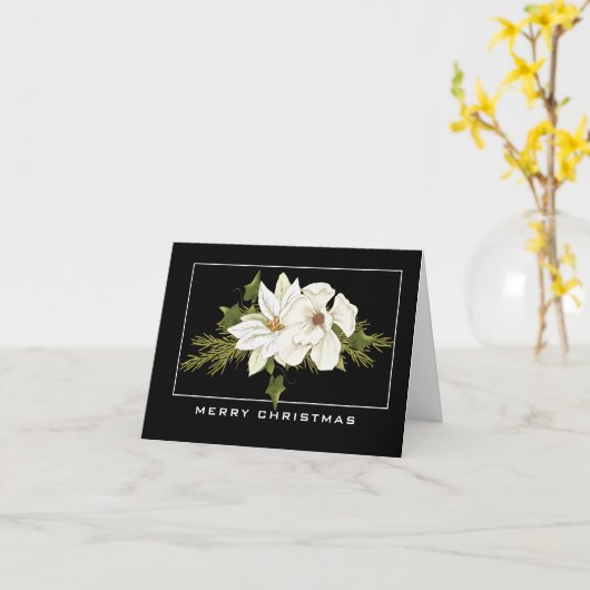 Elegant White Floral Merry Kerstmis Kaart (Gele Bloem)