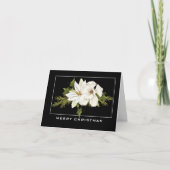 Elegant White Floral Merry Kerstmis Kaart (Voorkant)