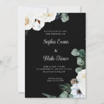 Elegant White Floral met Greenery Black Wedding