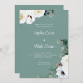 Elegant White Floral met Greenery Green Wedding Kaart (Voorkant / Achterkant)
