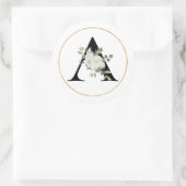 Elegant White Floral Monogram Letter A op White Ronde Sticker (Tas)