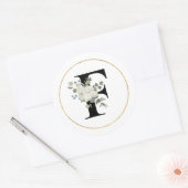 Elegant White Floral Monogram Letter F op White Ronde Sticker (Envelop)
