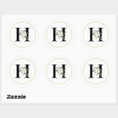 Elegant White Floral Monogram Letter H op White Ronde Sticker (Vel)