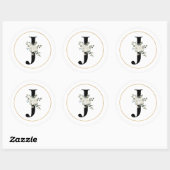 Elegant White Floral Monogram Letter J op White Ronde Sticker (Vel)