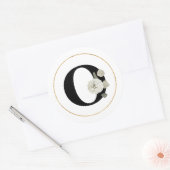 Elegant White Floral Monogram Letter O op White Ronde Sticker (Envelop)