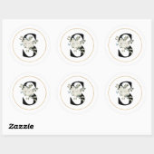 Elegant White Floral Monogram Letter S op White Ronde Sticker (Vel)