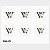 Elegant White Floral Monogram Letter W op White Ronde Sticker (Vel)