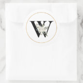 Elegant White Floral Monogram Letter W op White Ronde Sticker (Tas)