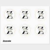 Elegant White Floral Monogram Letter Z op White Ronde Sticker (Vel)
