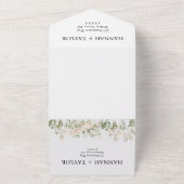 Elegant White Floral Monogram Wedding All In One Uitnodiging (Buitenkant)