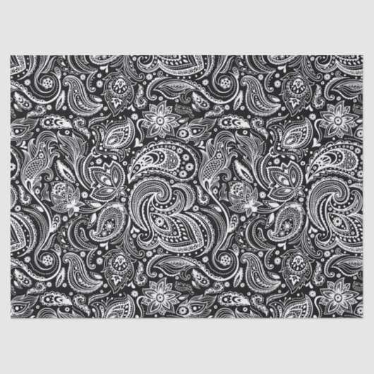 Elegant White Floral paisley on Background Tissuepapier (Voorkant)