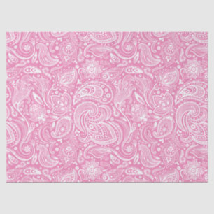 Elegant White Floral Paisley op roze achtergrond Tissuepapier