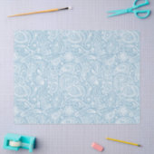 Elegant White Floral Paisley Over Blue Background Tissuepapier (Craft)