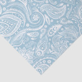 Elegant White Floral Paisley Over Blue Background Tissuepapier (Detail)