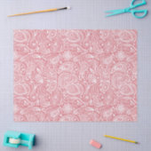 Elegant White Floral Paisley over roze achtergrond Tissuepapier (Craft)