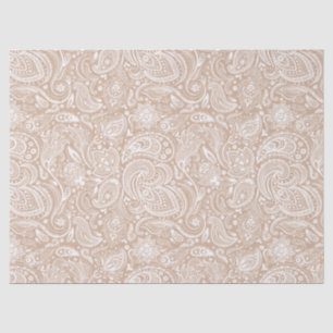 Elegant White Floral paisley over Tan Background Tissuepapier