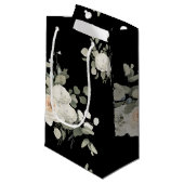 Elegant White Floral Pattern op Black Klein Cadeauzakje (Voorkant Gekanteld)