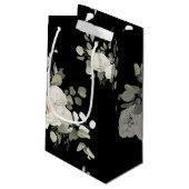 Elegant White Floral Pattern op Black Klein Cadeauzakje (Achterkant Gekanteld)