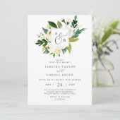Elegant White Floral Photo Wedding Kaart (Staand voorkant)