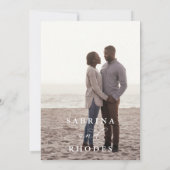 Elegant White Floral Photo Wedding Kaart (Achterkant)