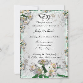 Elegant White Floral Rehearsal Dinner Invitation Kaart