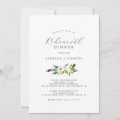 Elegant White Floral Rehearsal Dinner Kaart (Voorkant)