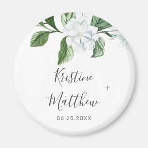 Elegant White Floral Sage Greenery Wreath Wedding Magneet