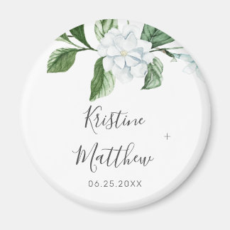 Elegant White Floral Sage Greenery Wreath Wedding Magneet