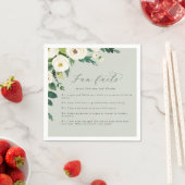 Elegant White Floral | Sage Mint Fun Facts Wedding Servet (Insitu)