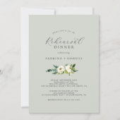 Elegant White Floral | Sage Mint Rehearsal Dinner Kaart (Voorkant)